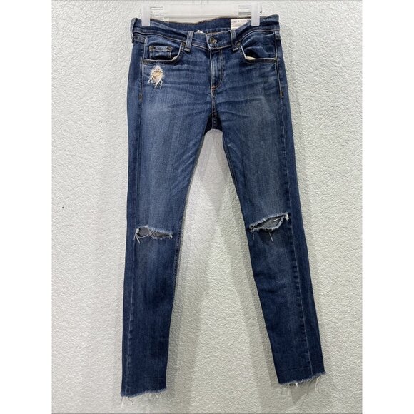RAG & BONE DRE LOW RISE SLIM BOYFRIEND FRAYED HEM WOMEN’S JEANS SZ 25 Distressed - Picture 1 of 9